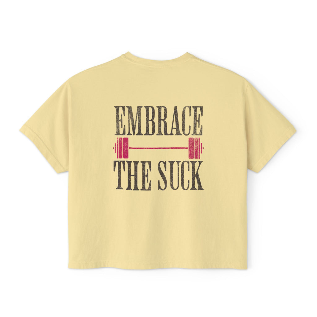Embrace the Suck Workout Crop Top | Gym Motivation T-shirt