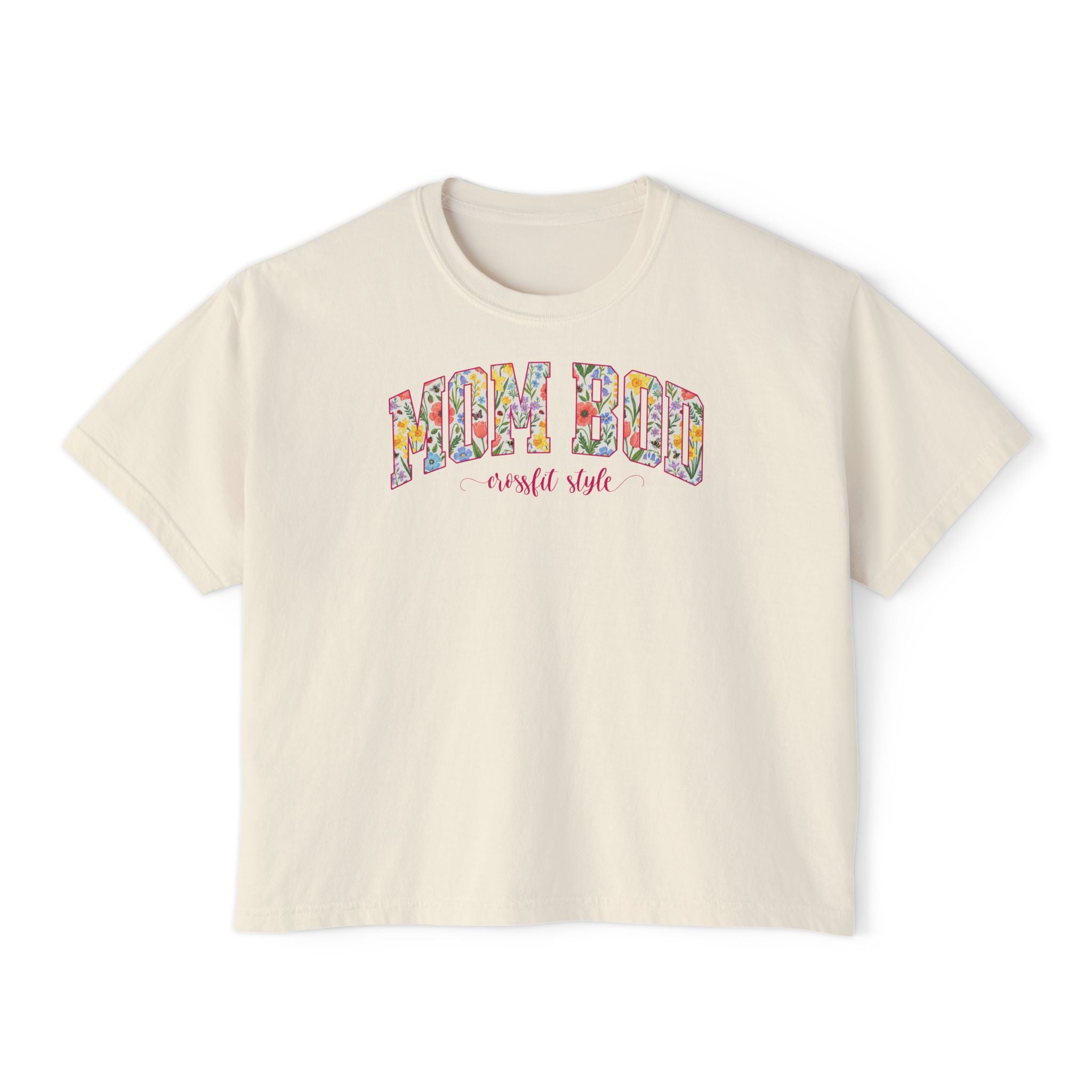 Mom Bod CrossFit Style Boxy Tee | Fit Mama Workout Crop Top
