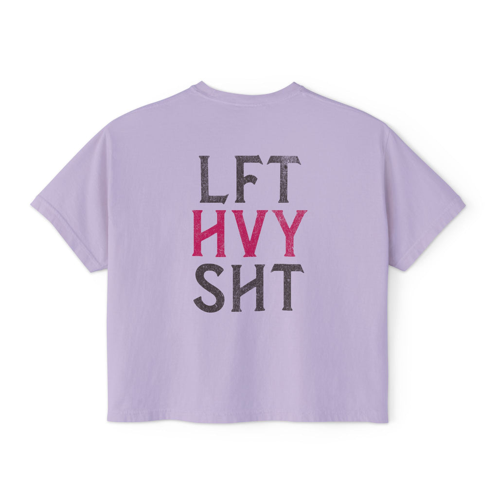 Lift Heavy Stuff Athlete Boxy Tee | Women's Gym Humor Crop Top