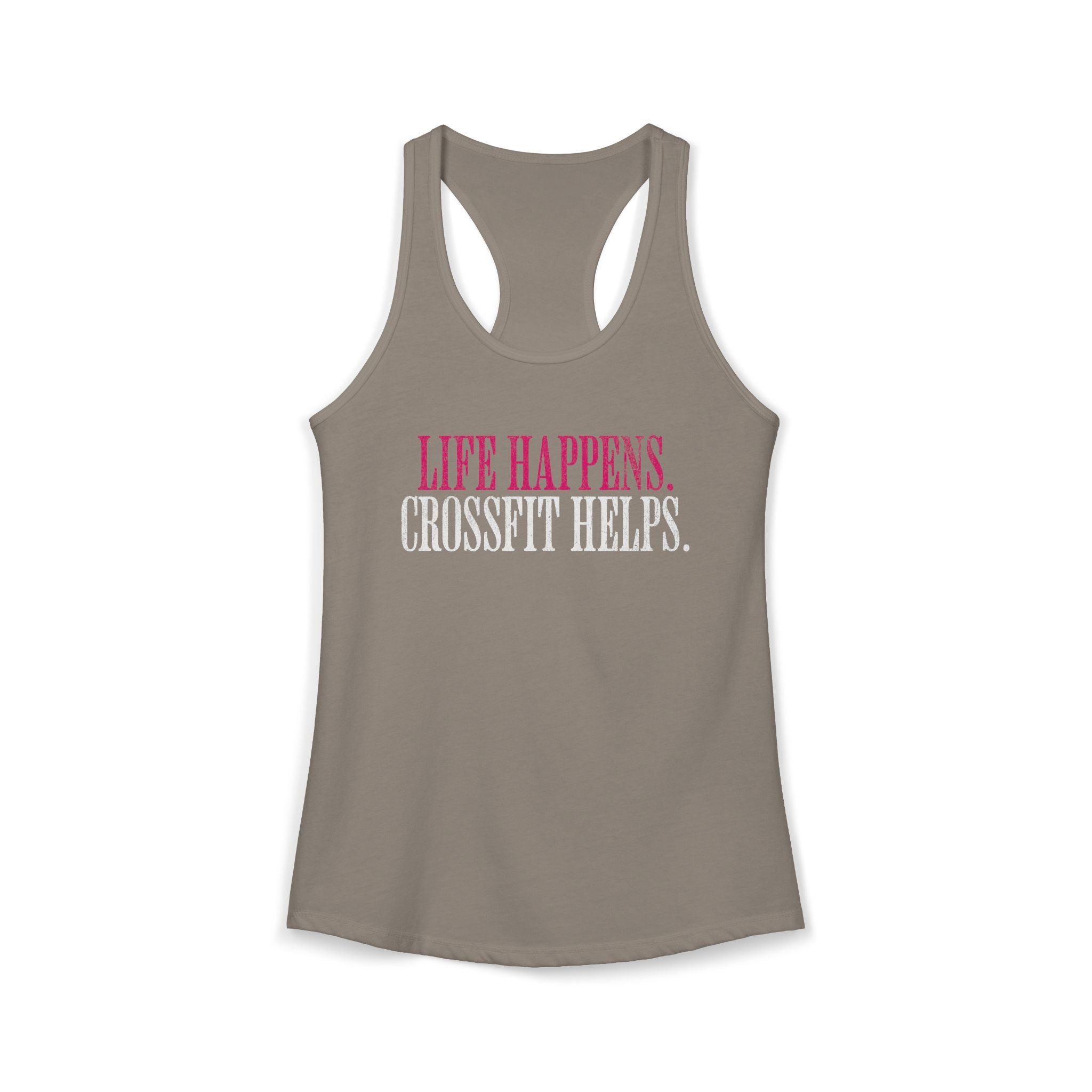 Life Happens Crossfit Helps Racerback Tank | Funny Women's Gym Workout Top