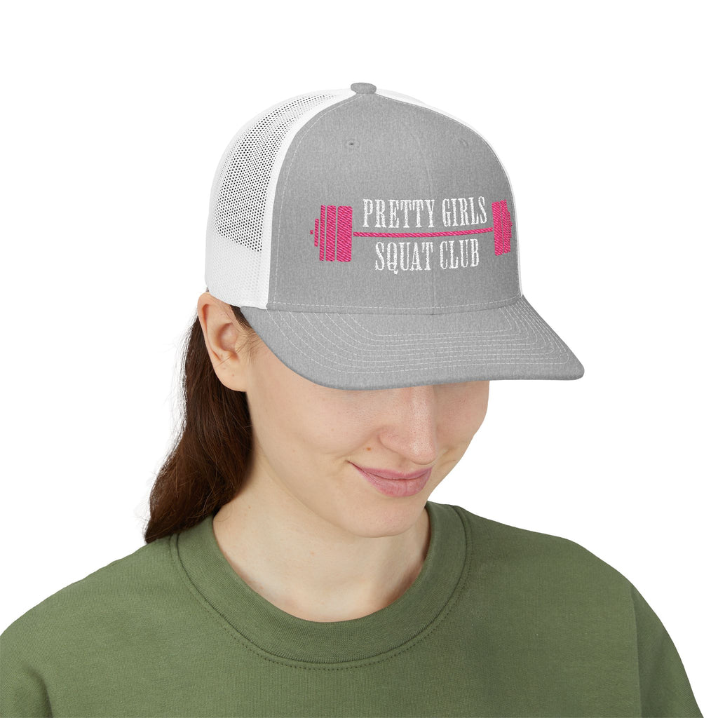 Pretty Girls Squat Club Snapback Cap | Embroidered Fitness Trucker Hat