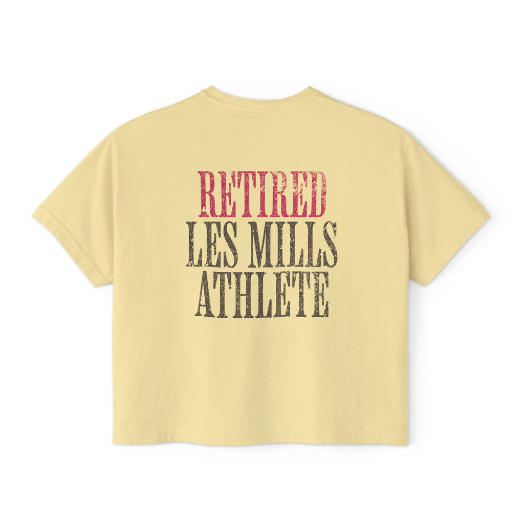 Retired Les Mills Athlete Boxy Tee | Women's Workout Humor Crop Top