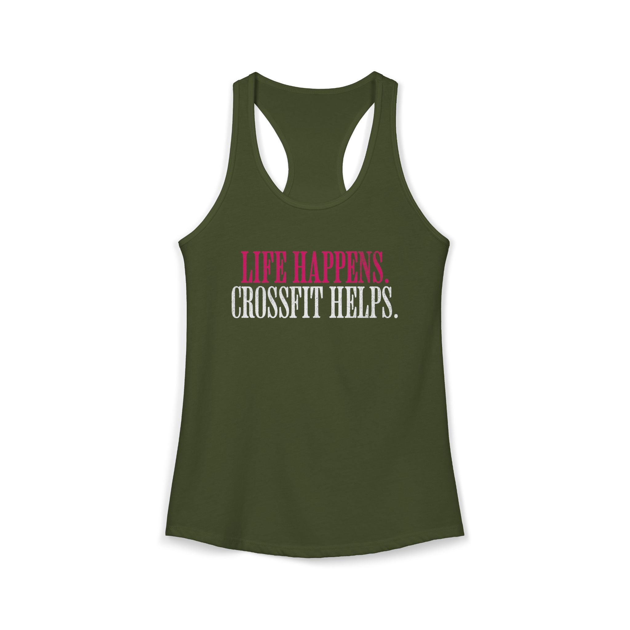 Life Happens Crossfit Helps Racerback Tank | Funny Women's Gym Workout Top