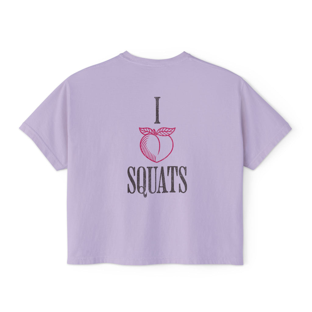 I Heart Squats Boxy Tee | Gym Humor Women's Crop Shirt