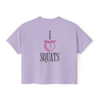 I Heart Squats Boxy Tee | Gym Humor Women's Crop Shirt