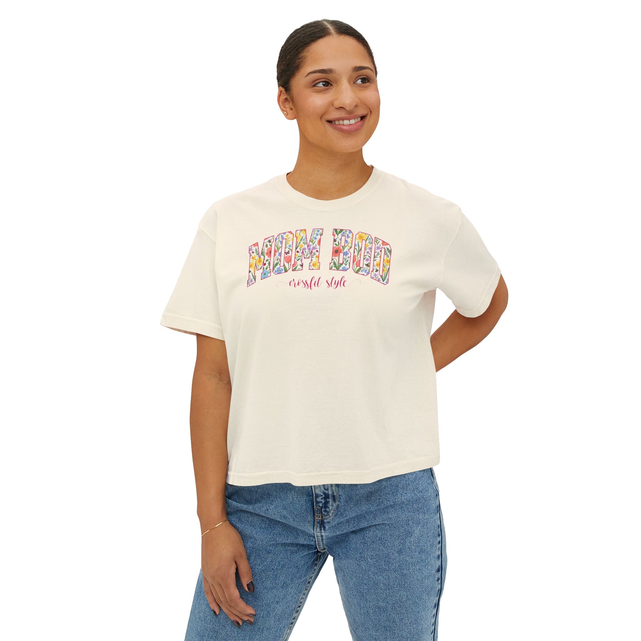 Mom Bod CrossFit Style Boxy Tee | Fit Mama Workout Crop Top