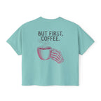 But First Coffee Skeleton Crop Top | Pretty Girls Squat Club Boxy Tee