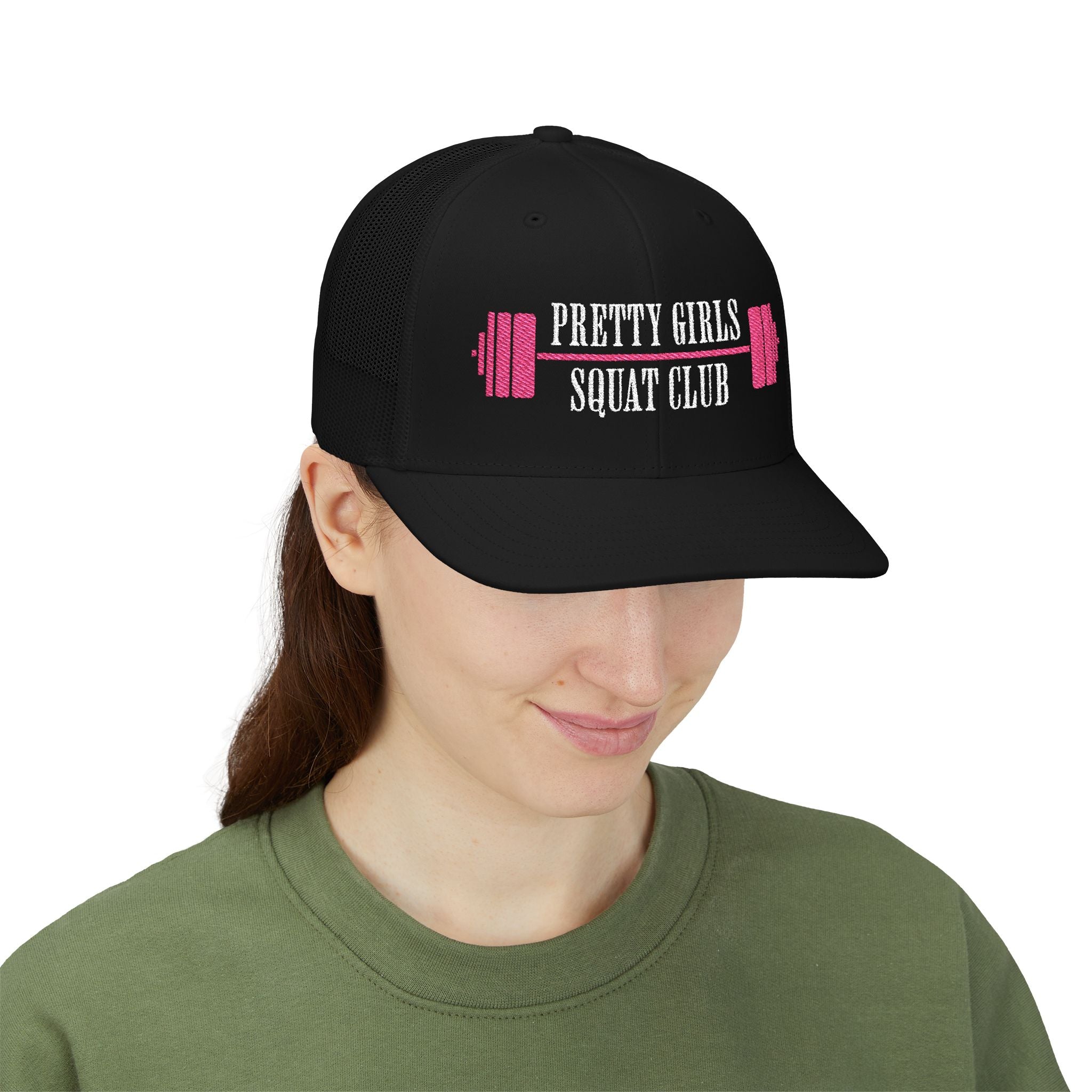 Pretty Girls Squat Club Snapback Cap | Embroidered Fitness Trucker Hat