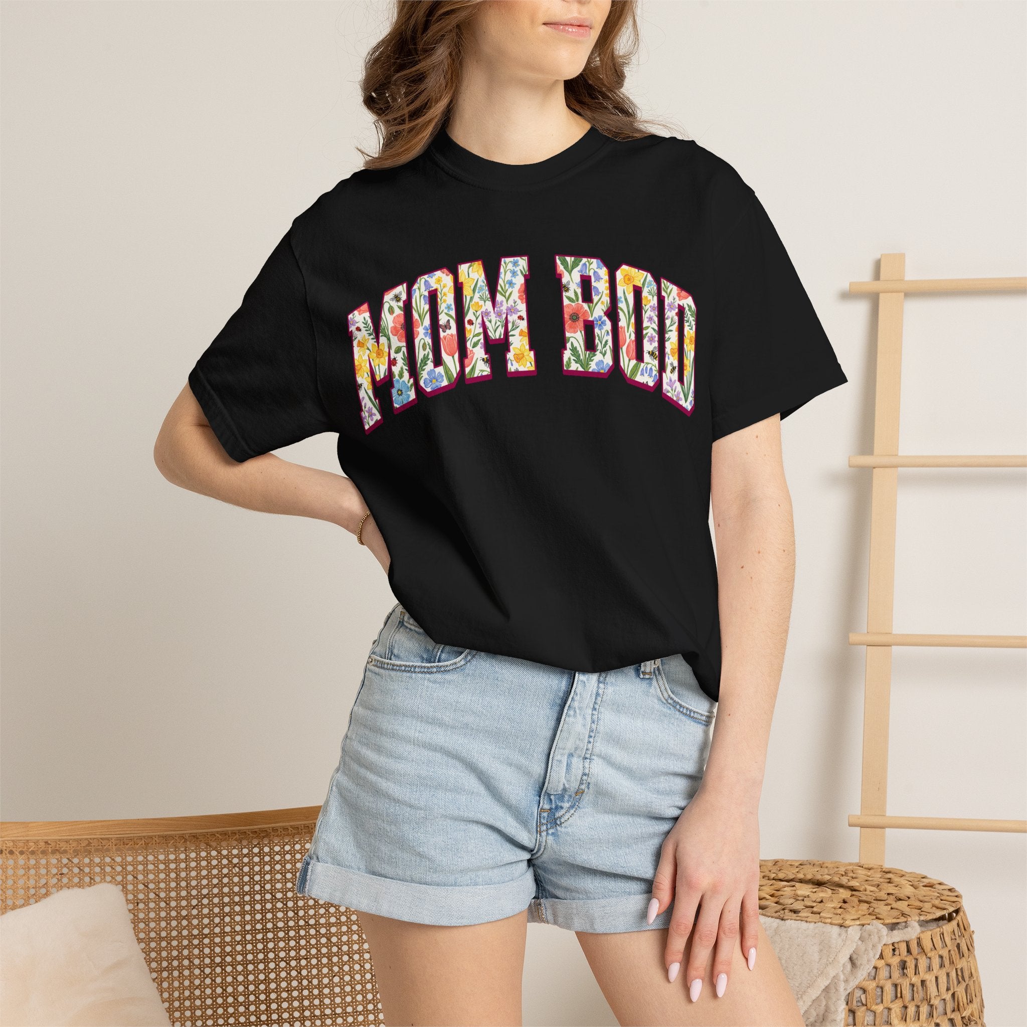 Mom Bod Floral T-shirt | Fitness Mom Comfort Colors Tee