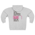 Life Happen Barre Helps Zip Up Hoodie | Women Motivation Workout Sweatshirt