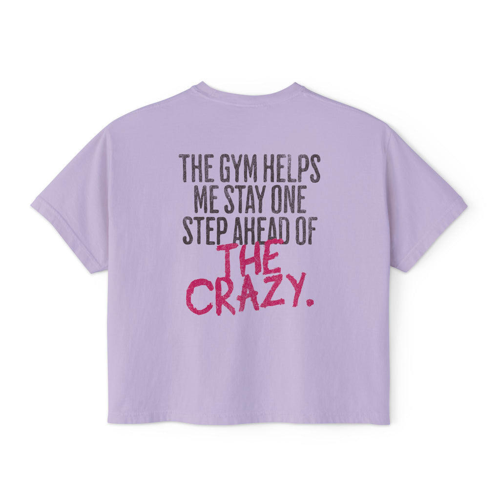 The Gym Helps Me Boxy T-shirt | Funny Women's Gym Crop T-shirt
