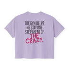 The Gym Helps Me Boxy T-shirt | Funny Women's Gym Crop T-shirt