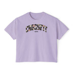 Crossfit Mom Dark Floral Boxy Tee | Fit Mama Workout Crop Top
