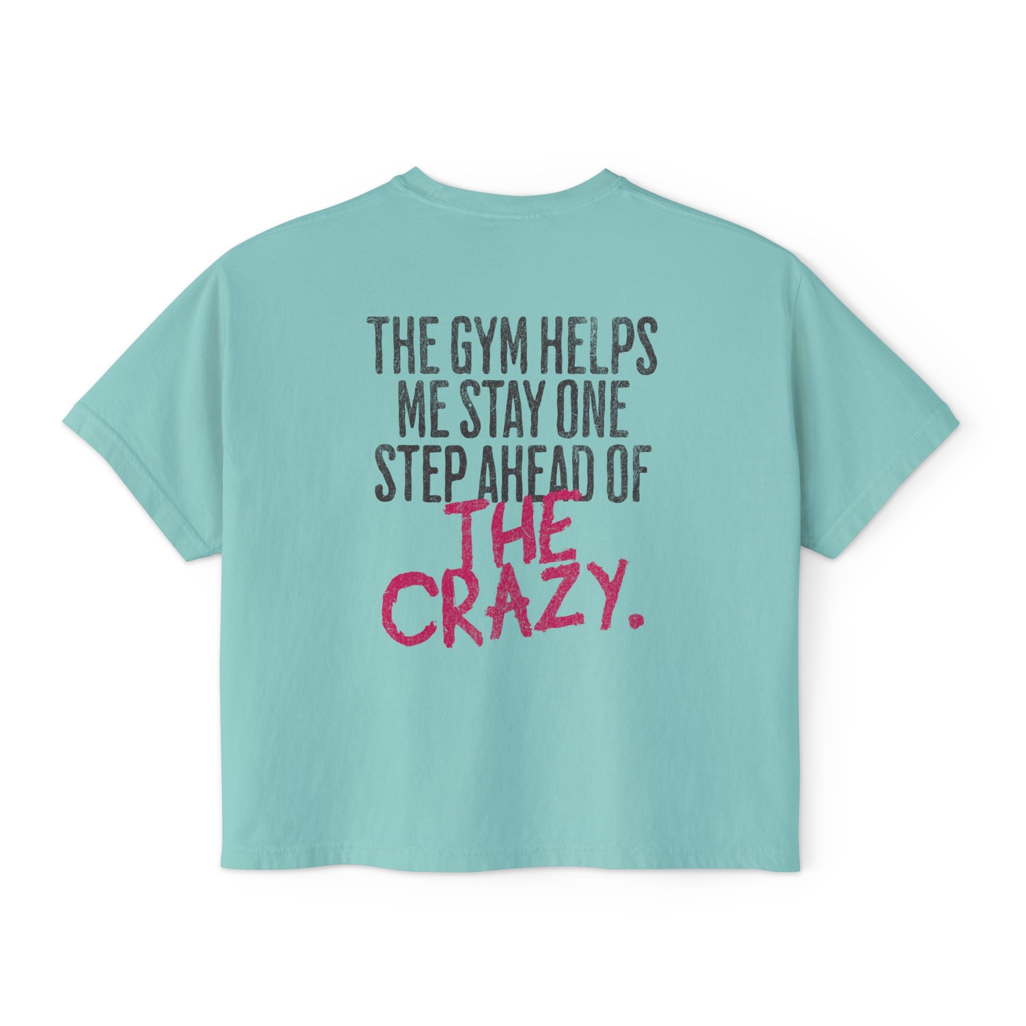 The Gym Helps Me Stay One Step Ahead Boxy Tee | Funny Women's Gym Crop T-shirt