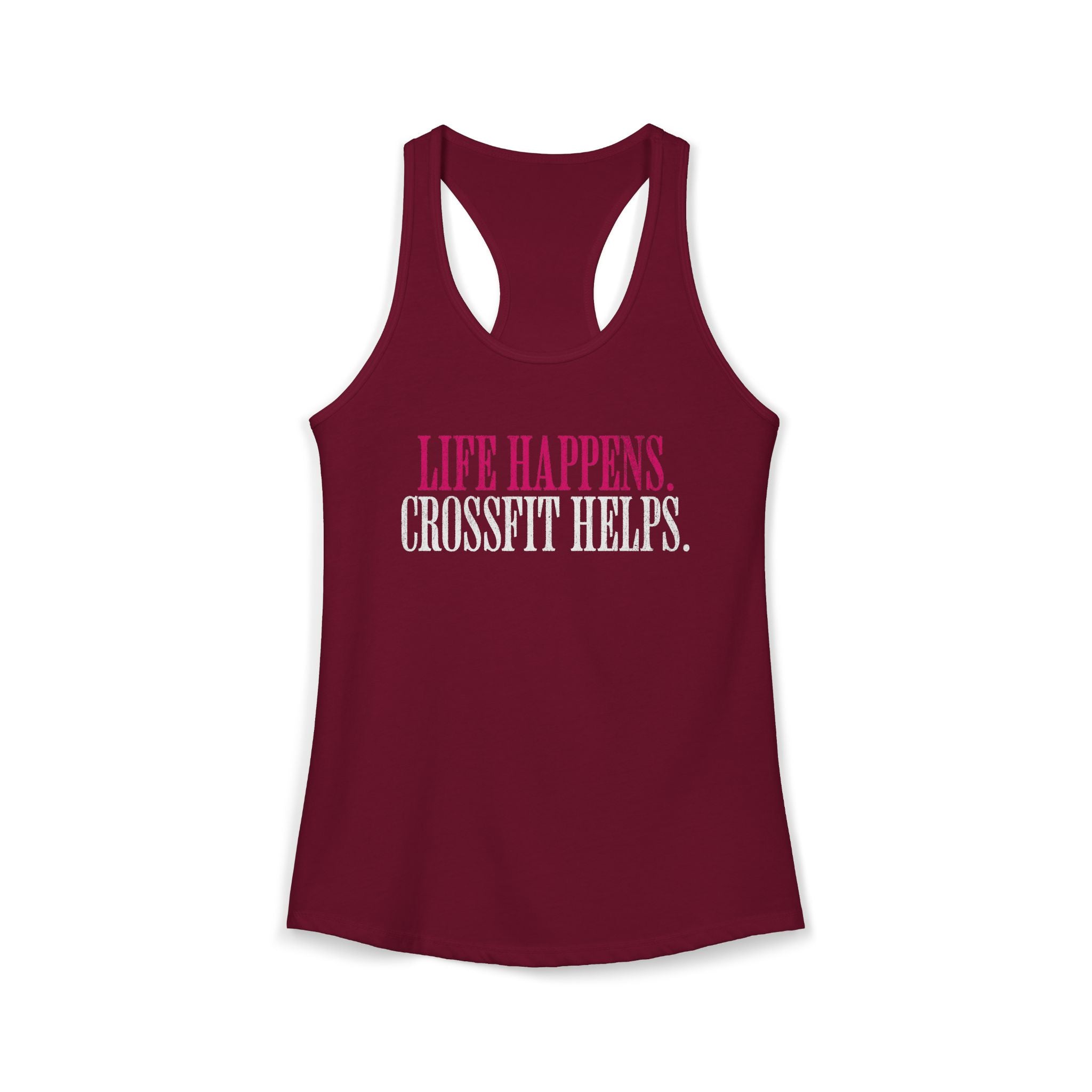 Life Happens Crossfit Helps Racerback Tank | Funny Women's Gym Workout Top
