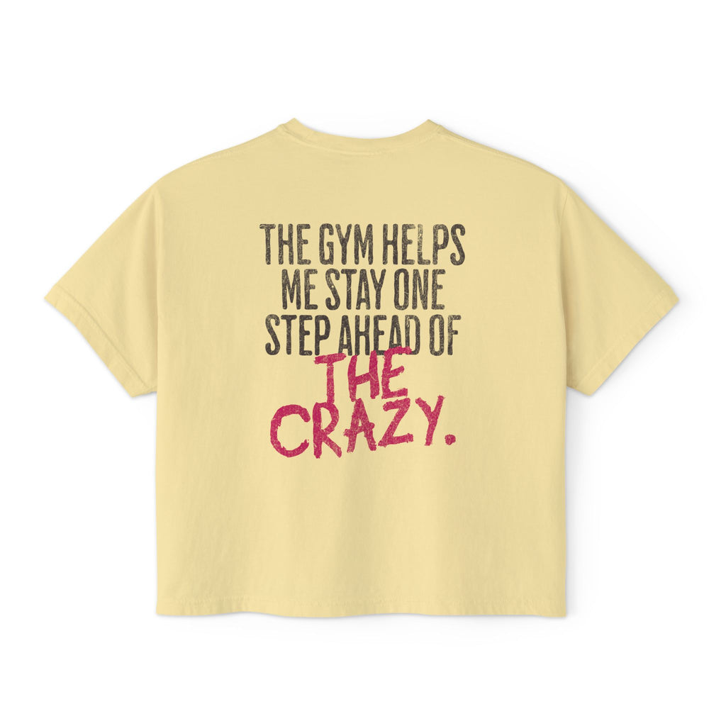 The Gym Helps Me Boxy T-shirt | Funny Women's Gym Crop T-shirt