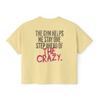 The Gym Helps Me Boxy T-shirt | Funny Women's Gym Crop T-shirt