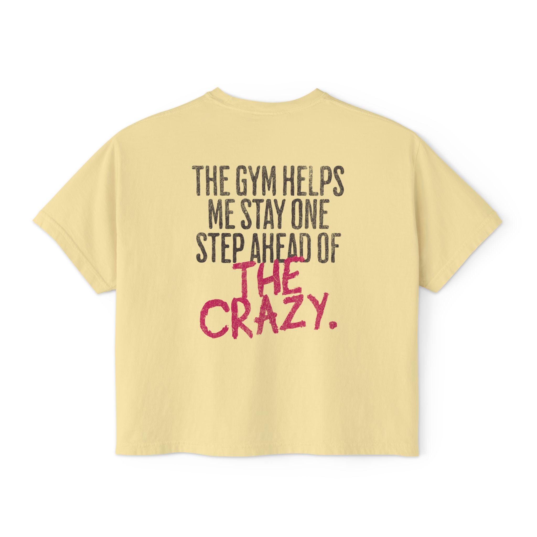 The Gym Helps Me Boxy T-shirt | Funny Women's Gym Crop T-shirt