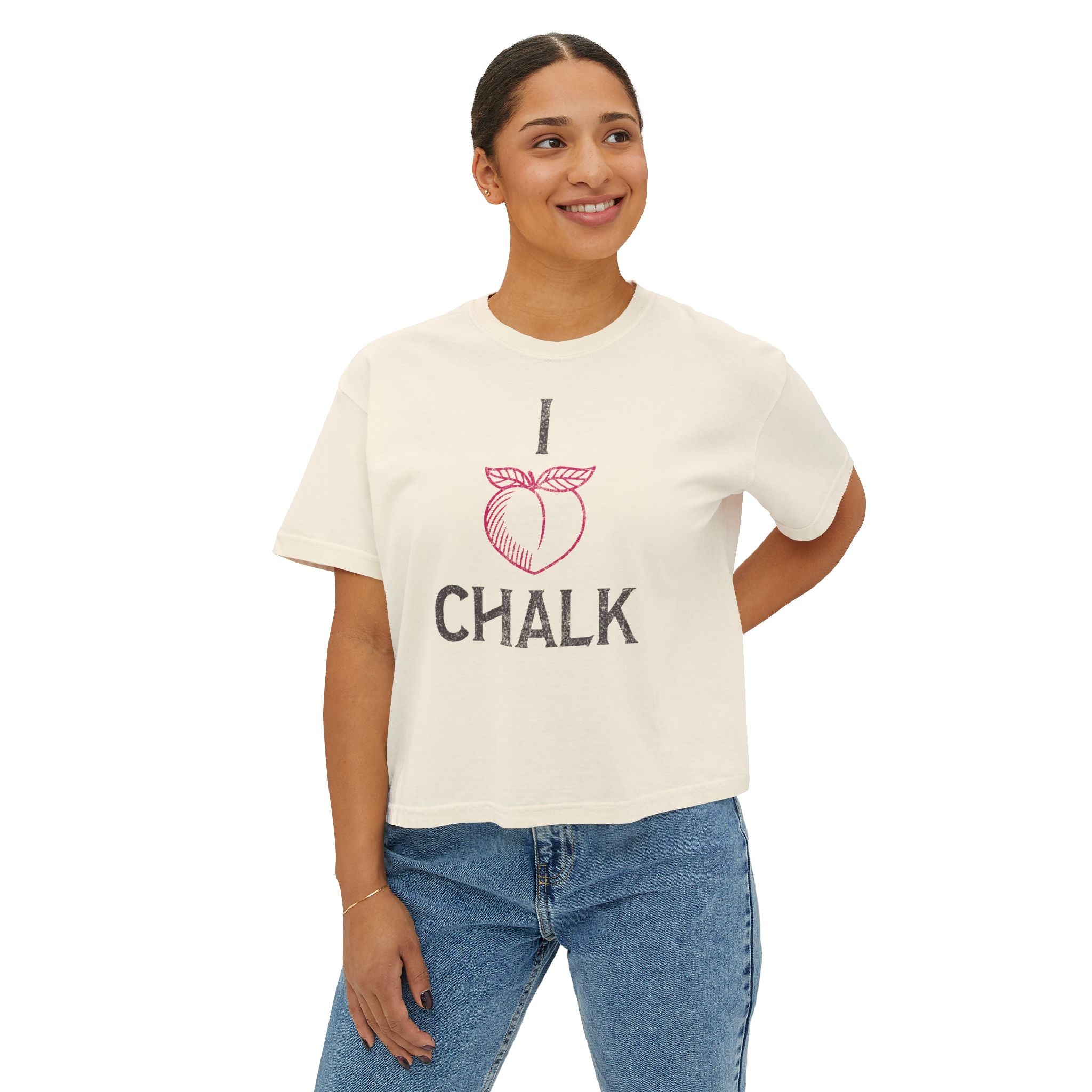 I Heart Chalk Boxy Tee | Crossfit Humor Women's Crop Top
