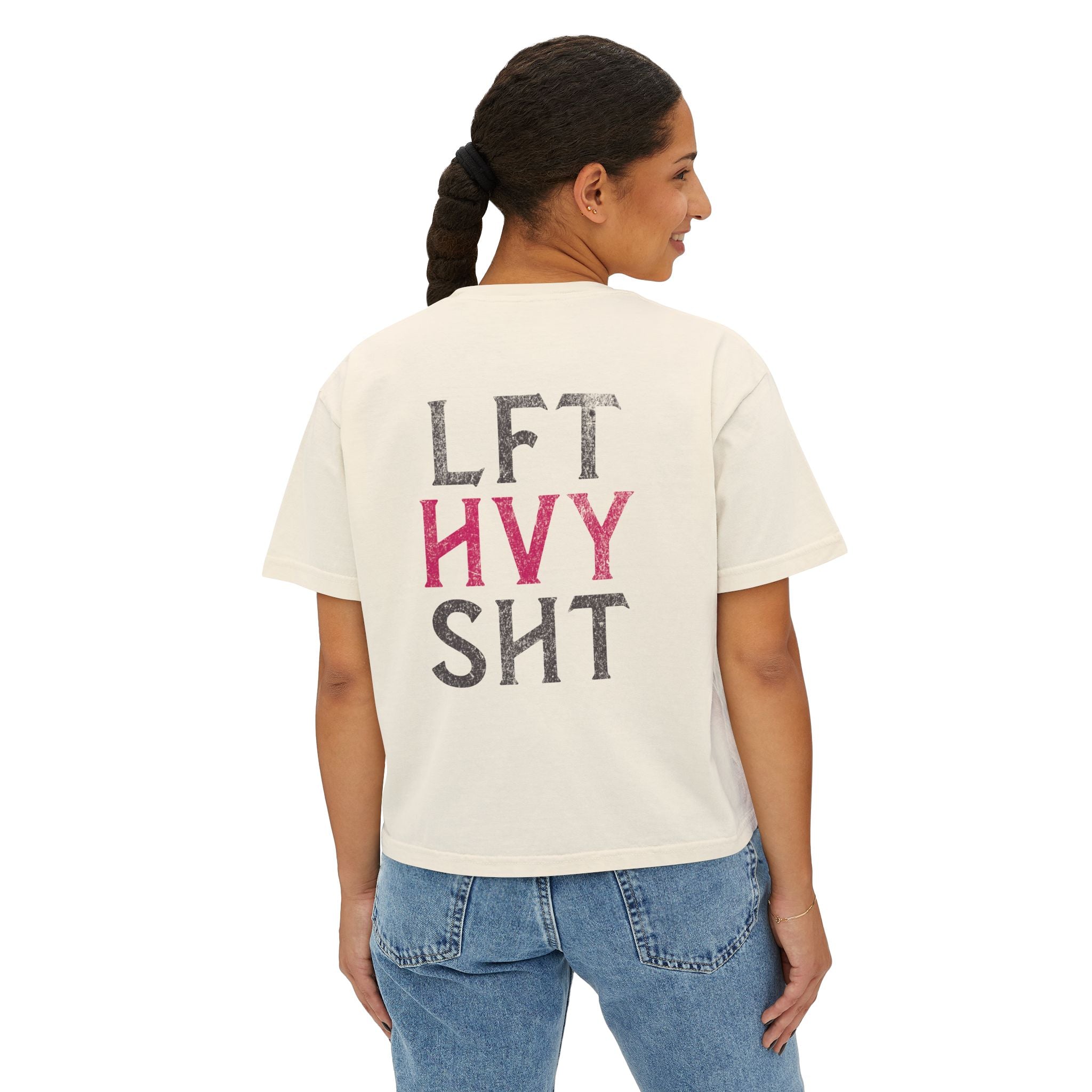 Lift Heavy Sh*t Athlete Boxy Tee | Women's Gym Humor Crop Top