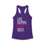 Life Happen Barre Helps Racerback Tank Top | Women's Workout Humor Shirt