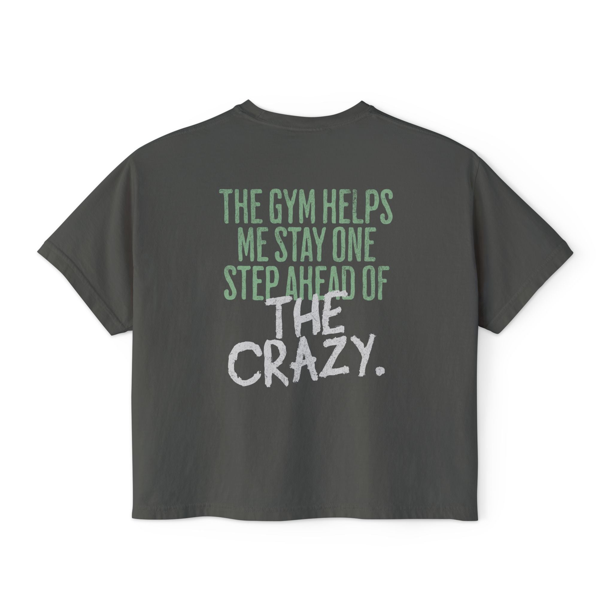 The Gym Helps Me Stay One Step Ahead Boxy Tee | Funny Women's Gym Crop T-shirt