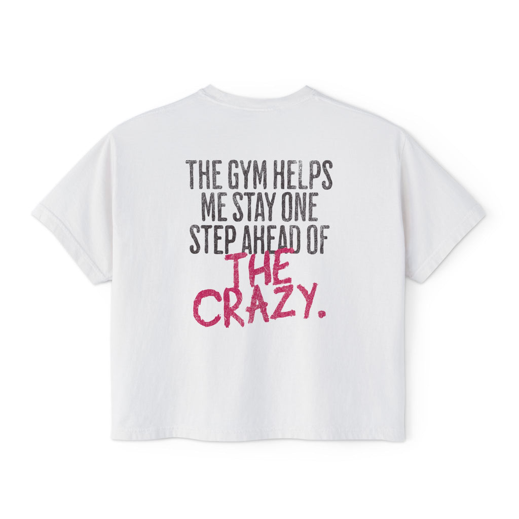 The Gym Helps Me Boxy T-shirt | Funny Women's Gym Crop T-shirt