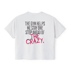 The Gym Helps Me Boxy T-shirt | Funny Women's Gym Crop T-shirt