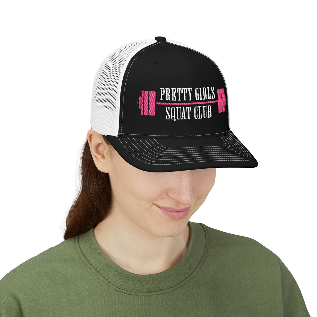 Pretty Girls Squat Club Snapback Cap | Embroidered Fitness Trucker Hat
