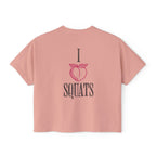 I Heart Squats Boxy Tee | Gym Humor Women's Crop Shirt