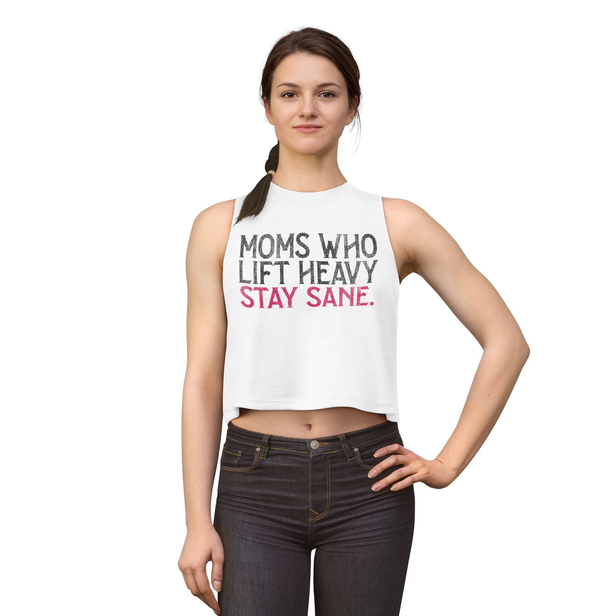 Moms Who Lift Heavy Stay Sane Crop Top | Fitness Mom Workout Tank