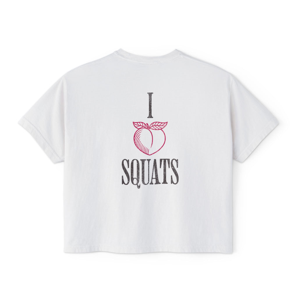 I Heart Squats Boxy Tee | Gym Humor Women's Crop Shirt