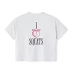 I Heart Squats Boxy Tee | Gym Humor Women's Crop Shirt