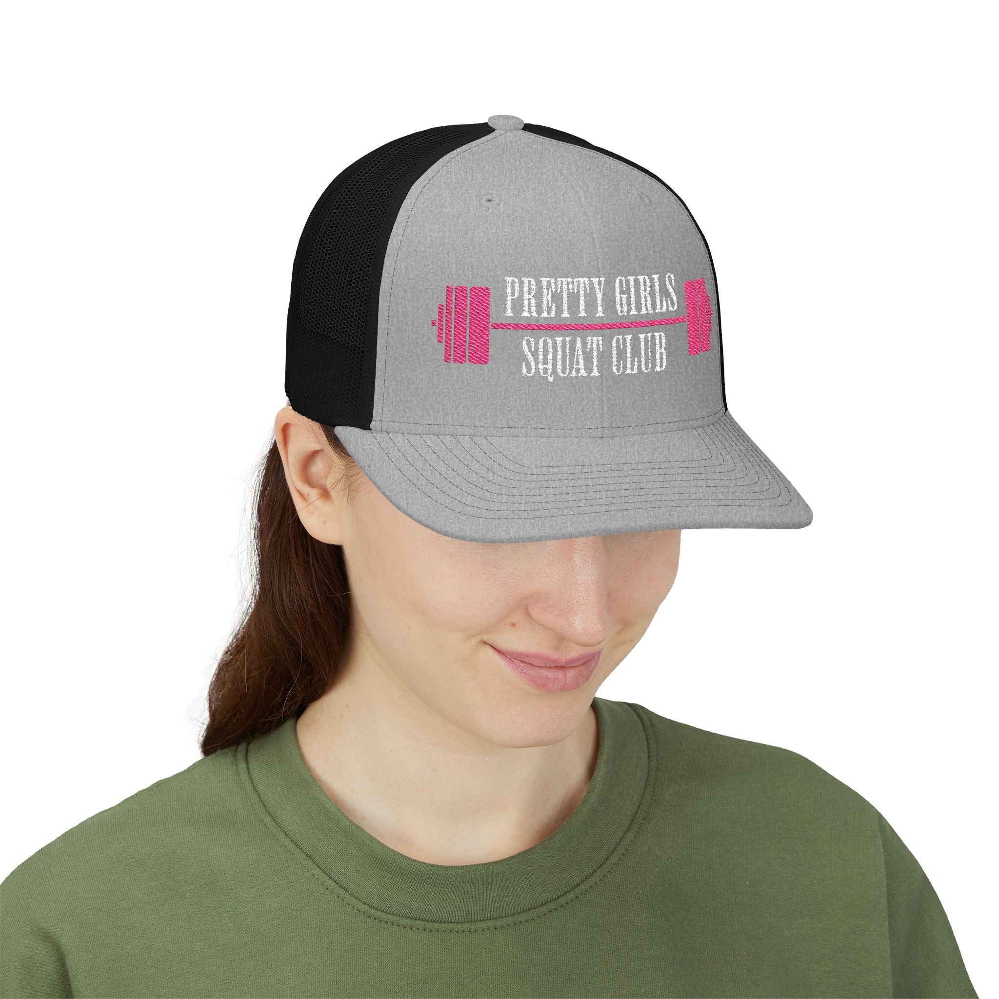 Pretty Girls Squat Club Snapback Cap | Embroidered Fitness Trucker Hat