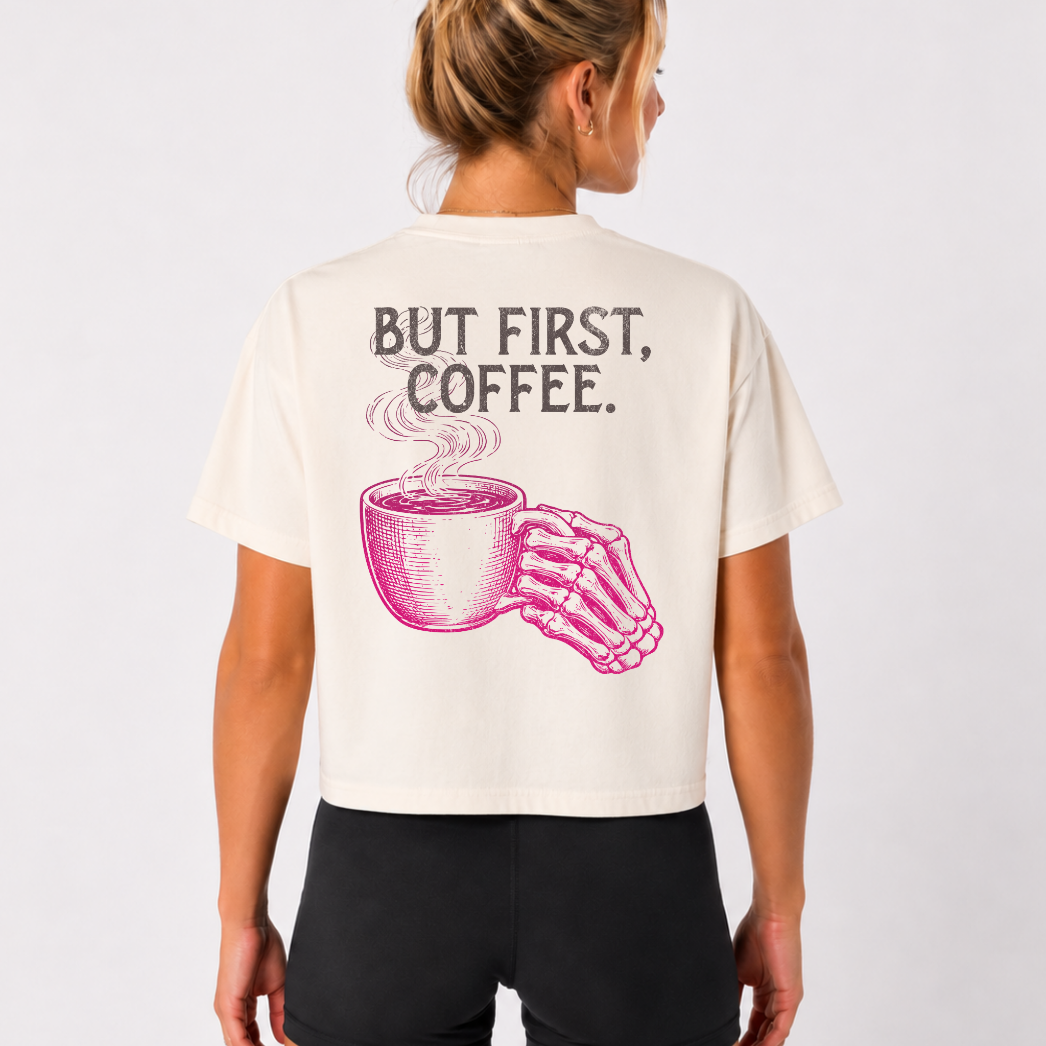 But First Coffee Crop Shirt | Workout Humor Boxy Tee
