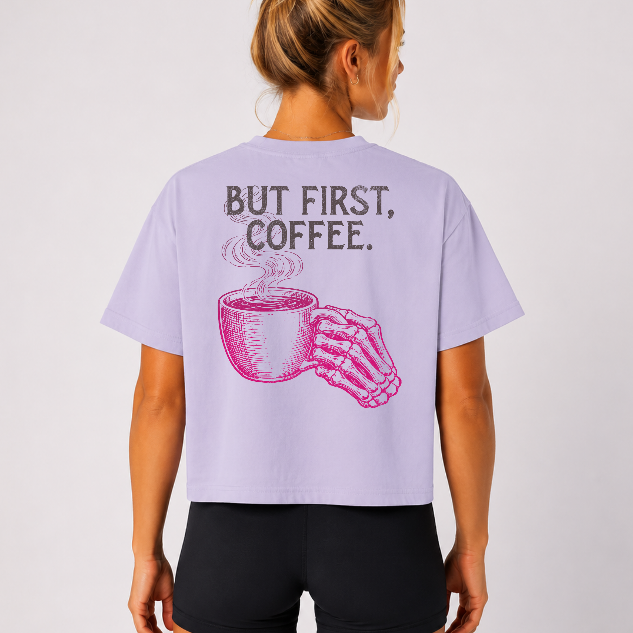But First Coffee Crop Shirt | Workout Humor Boxy Tee