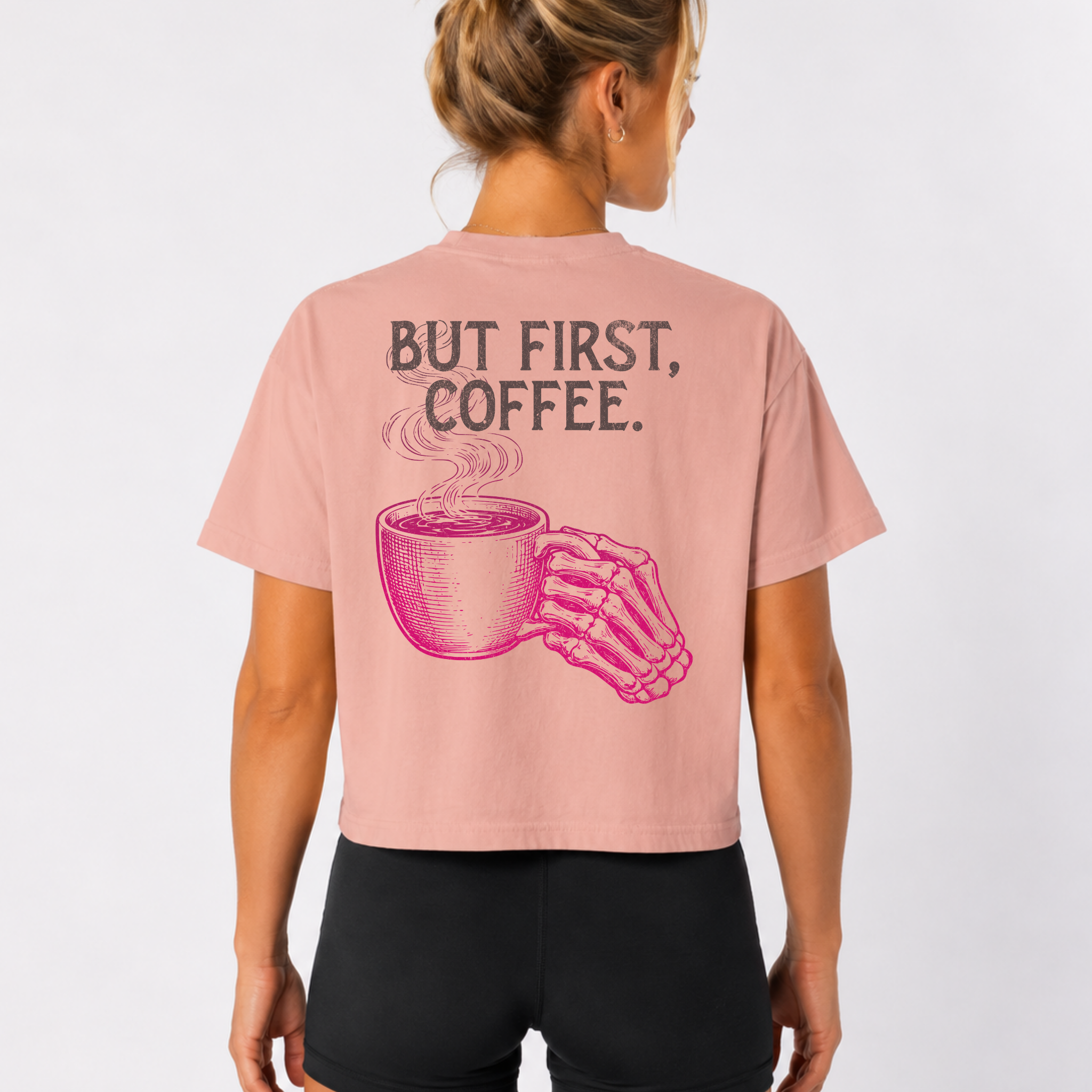 But First Coffee Crop Shirt | Workout Humor Boxy Tee