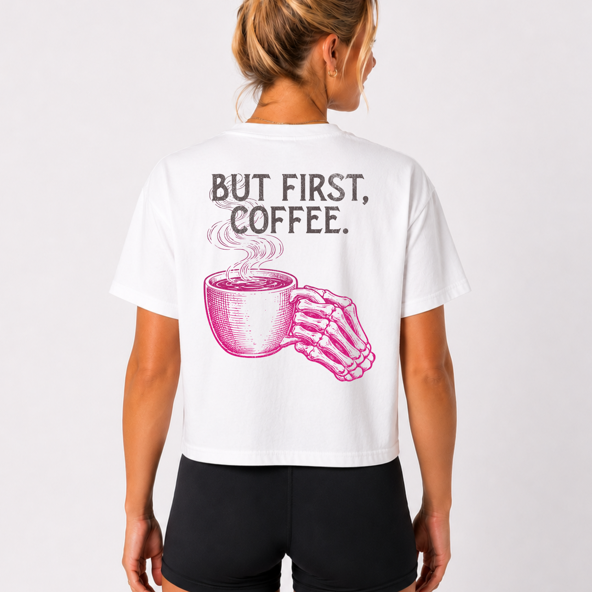 But First Coffee Crop Shirt | Workout Humor Boxy Tee