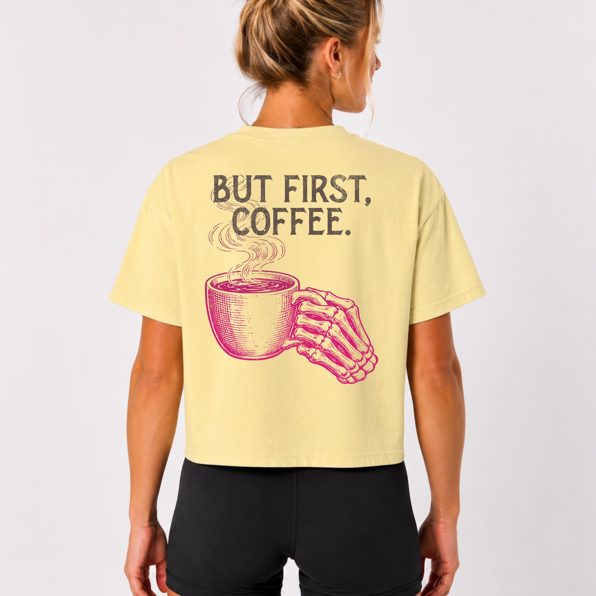 But First Coffee Crop Shirt | Workout Humor Boxy Tee