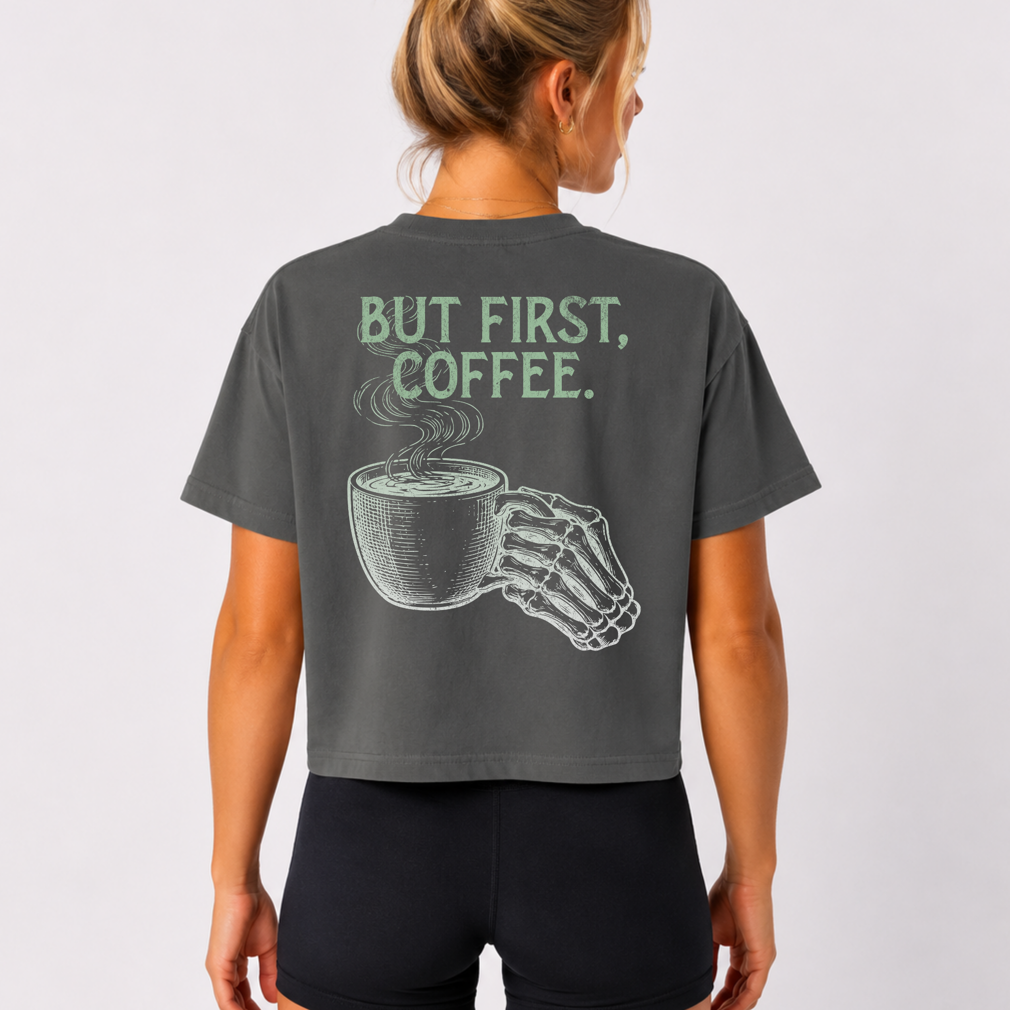 But First Coffee Crop Shirt | Workout Humor Boxy Tee