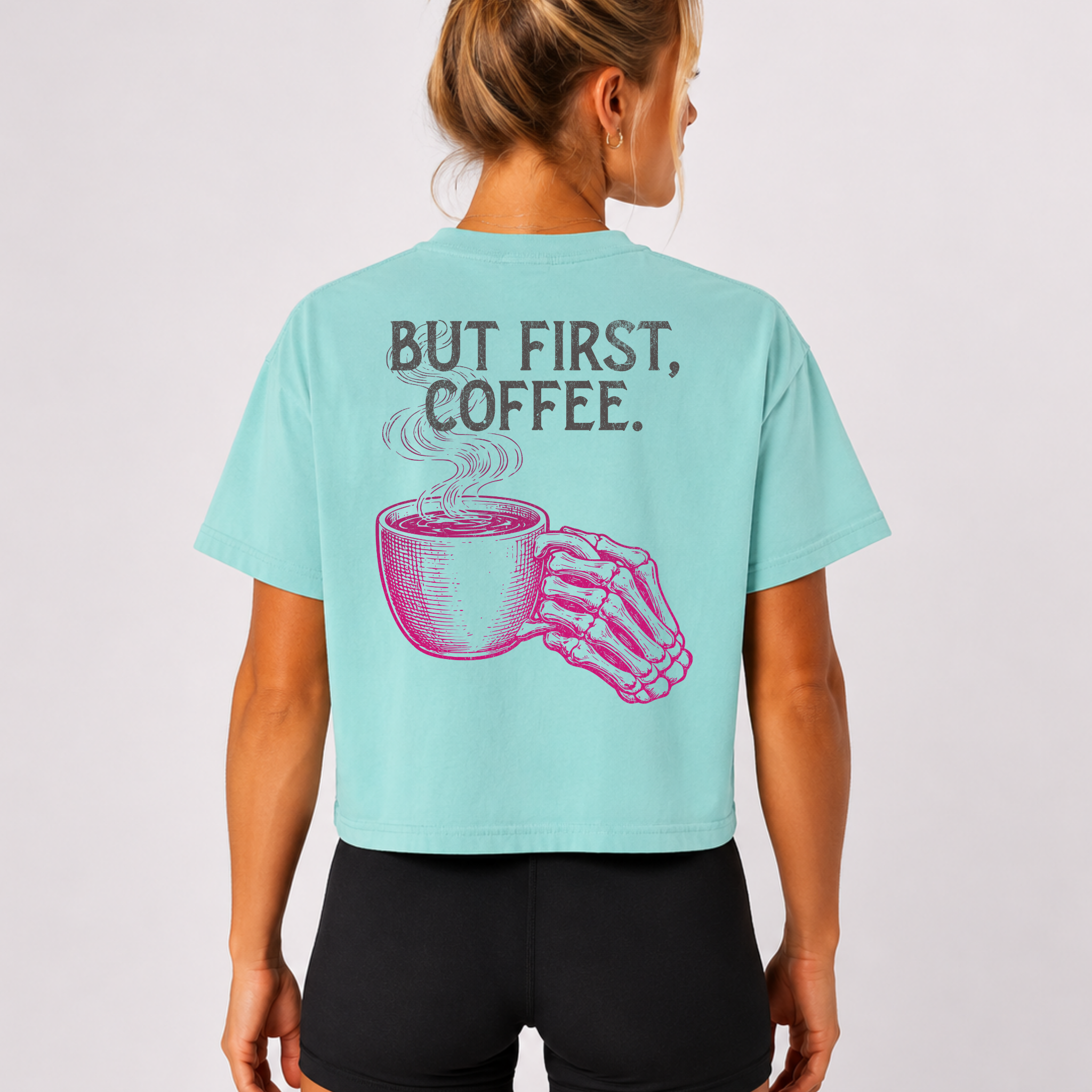 But First Coffee Crop Shirt | Workout Humor Boxy Tee