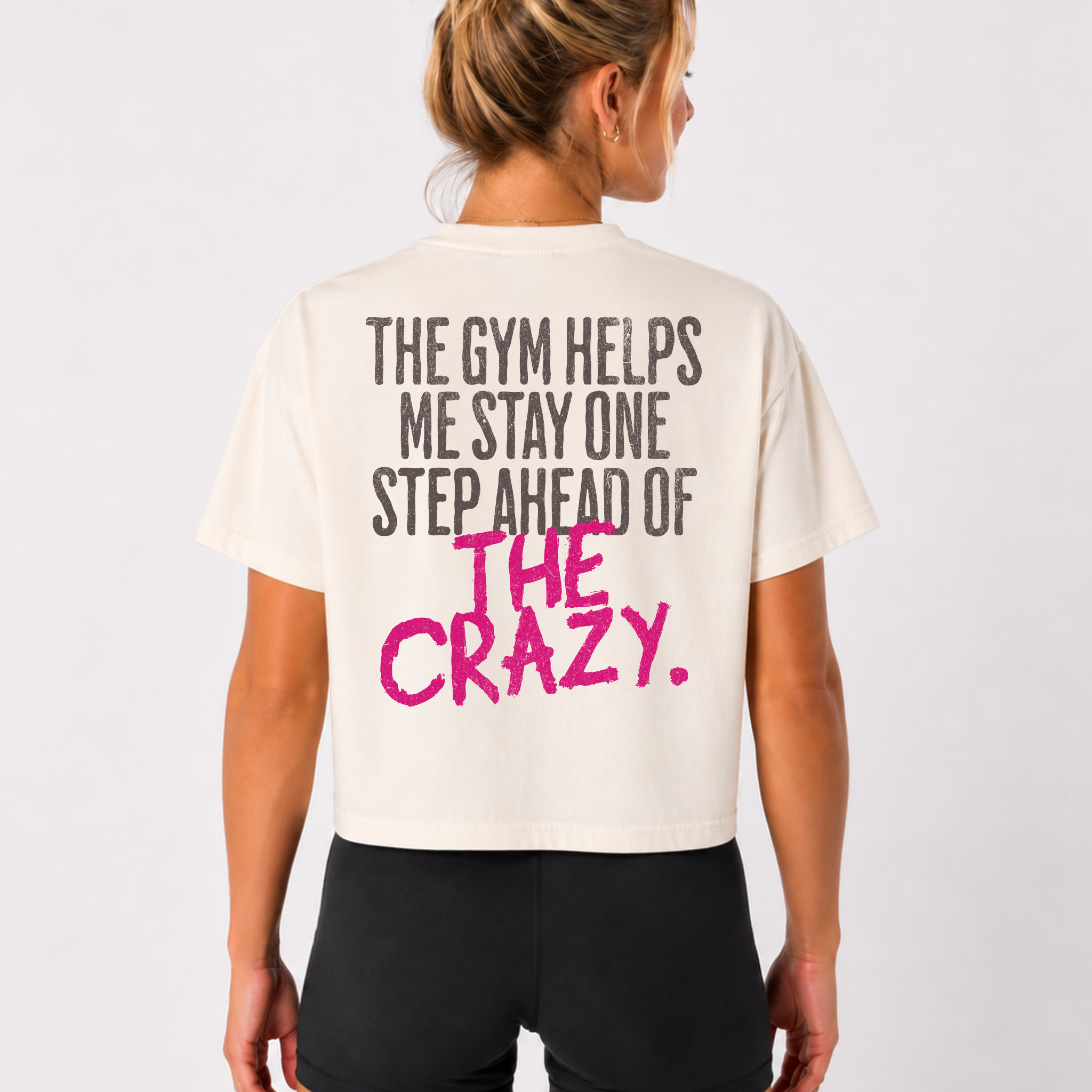 The Gym Helps Me Boxy T-shirt | Funny Women's Gym Crop T-shirt