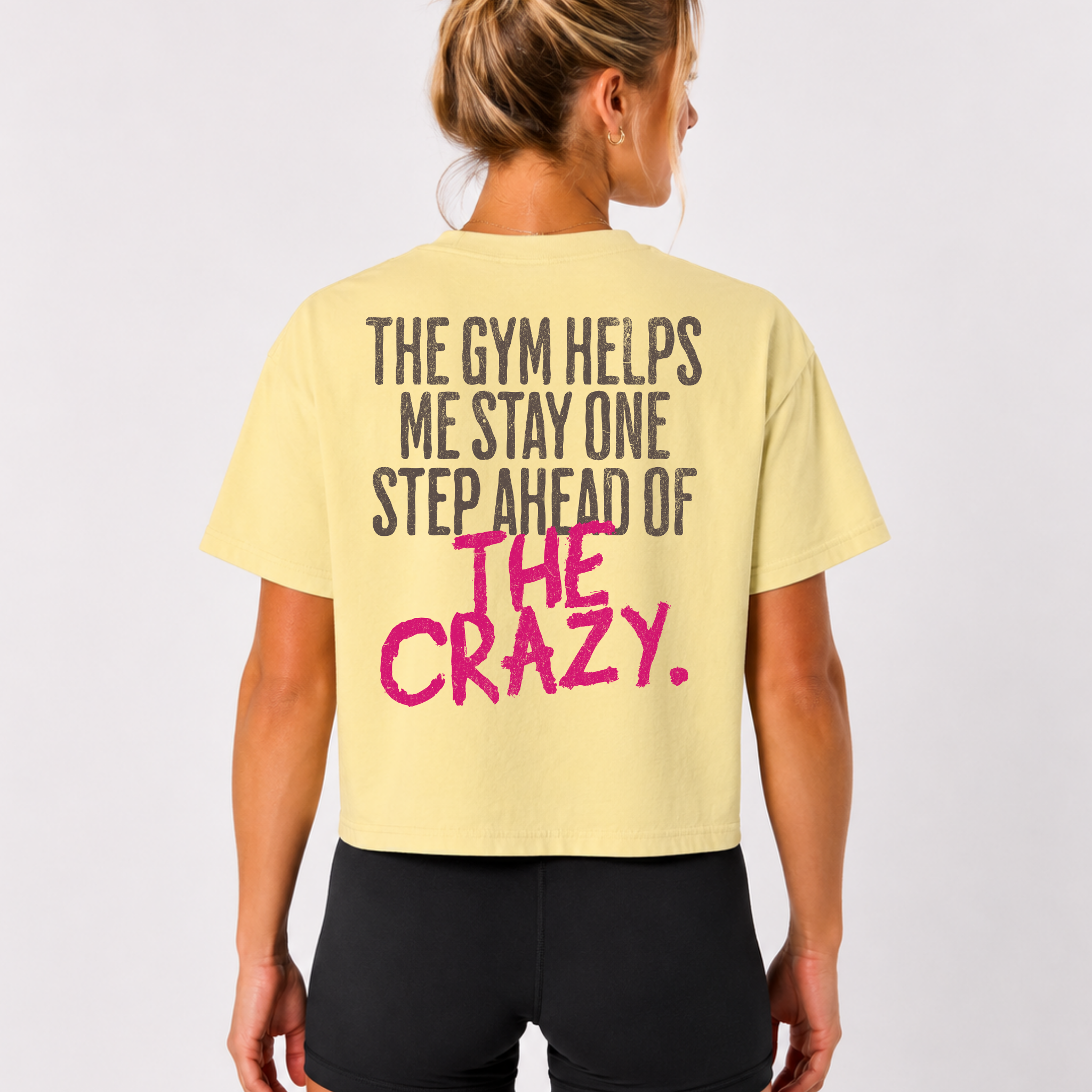 The Gym Helps Me Boxy T-shirt | Funny Women's Gym Crop T-shirt