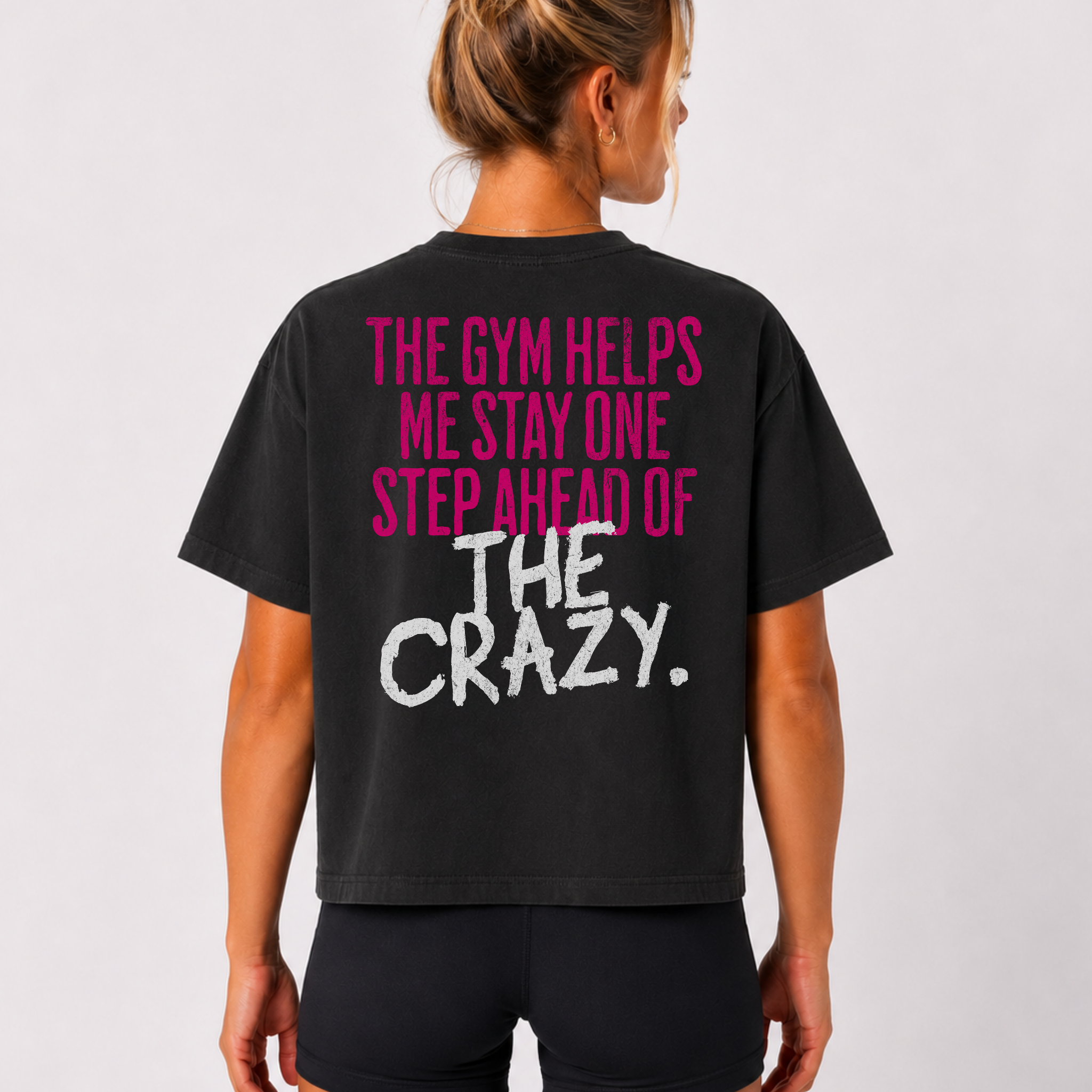 The Gym Helps Me Boxy T-shirt | Funny Women's Gym Crop T-shirt