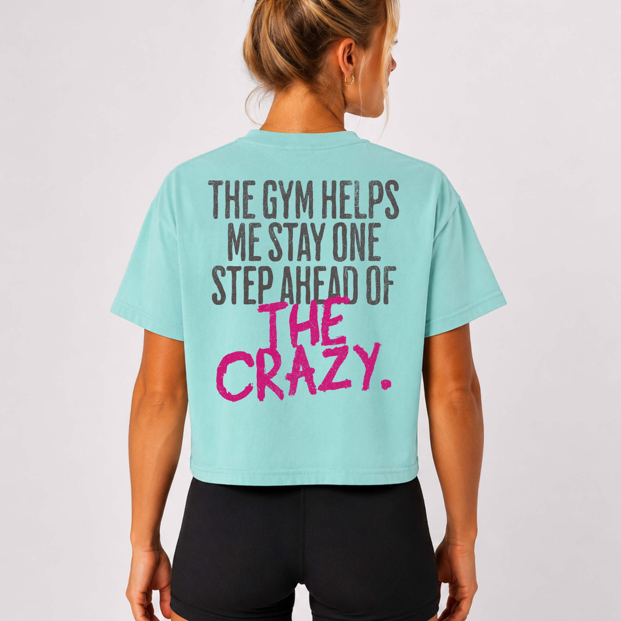The Gym Helps Me Boxy T-shirt | Funny Women's Gym Crop T-shirt