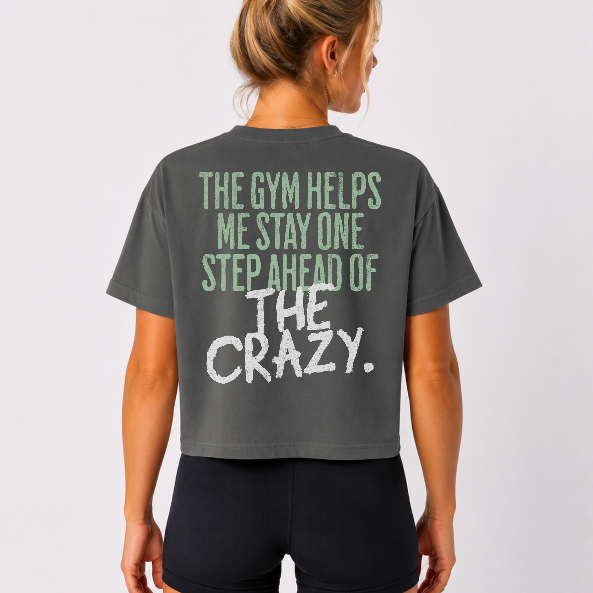 The Gym Helps Me Boxy T-shirt | Funny Women's Gym Crop T-shirt