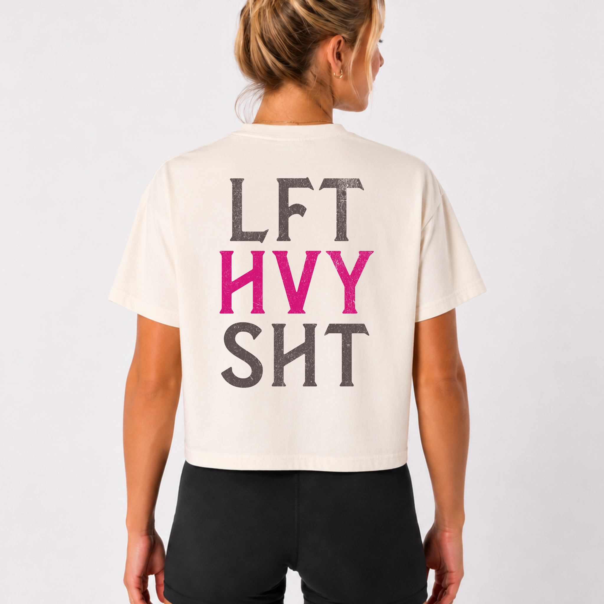Lift Heavy Stuff Athlete Boxy Tee | Women's Gym Humor Crop Top