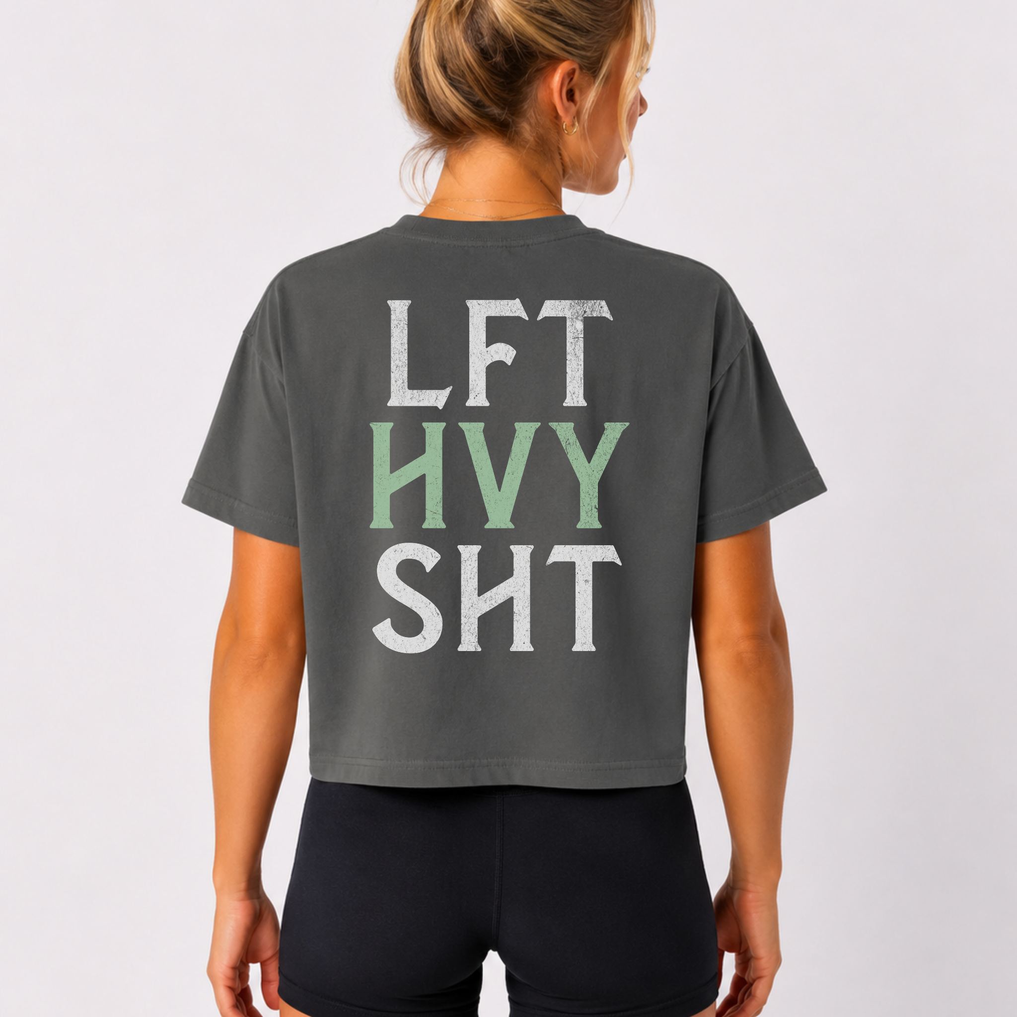 Lift Heavy Stuff Athlete Boxy Tee | Women's Gym Humor Crop Top