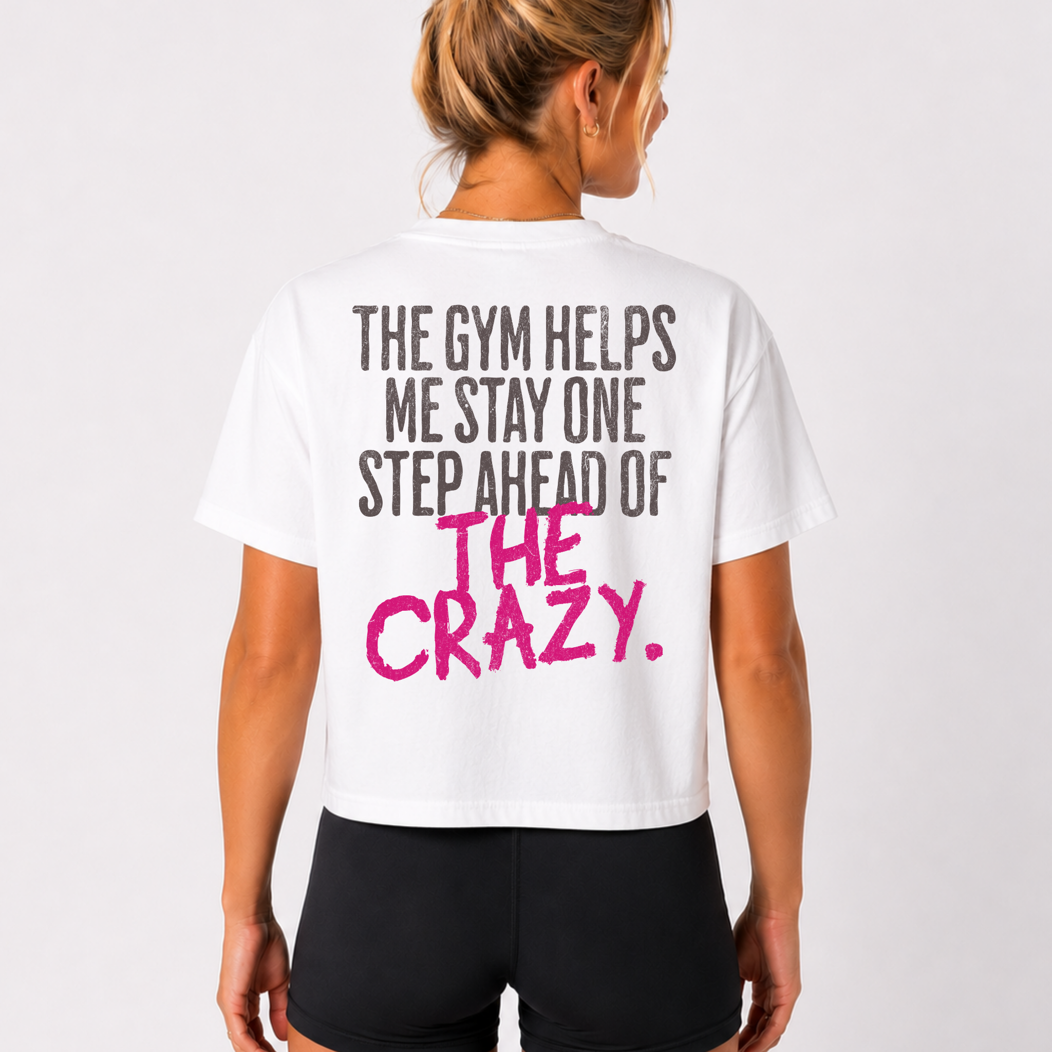The Gym Helps Me Boxy T-shirt | Funny Women's Gym Crop T-shirt