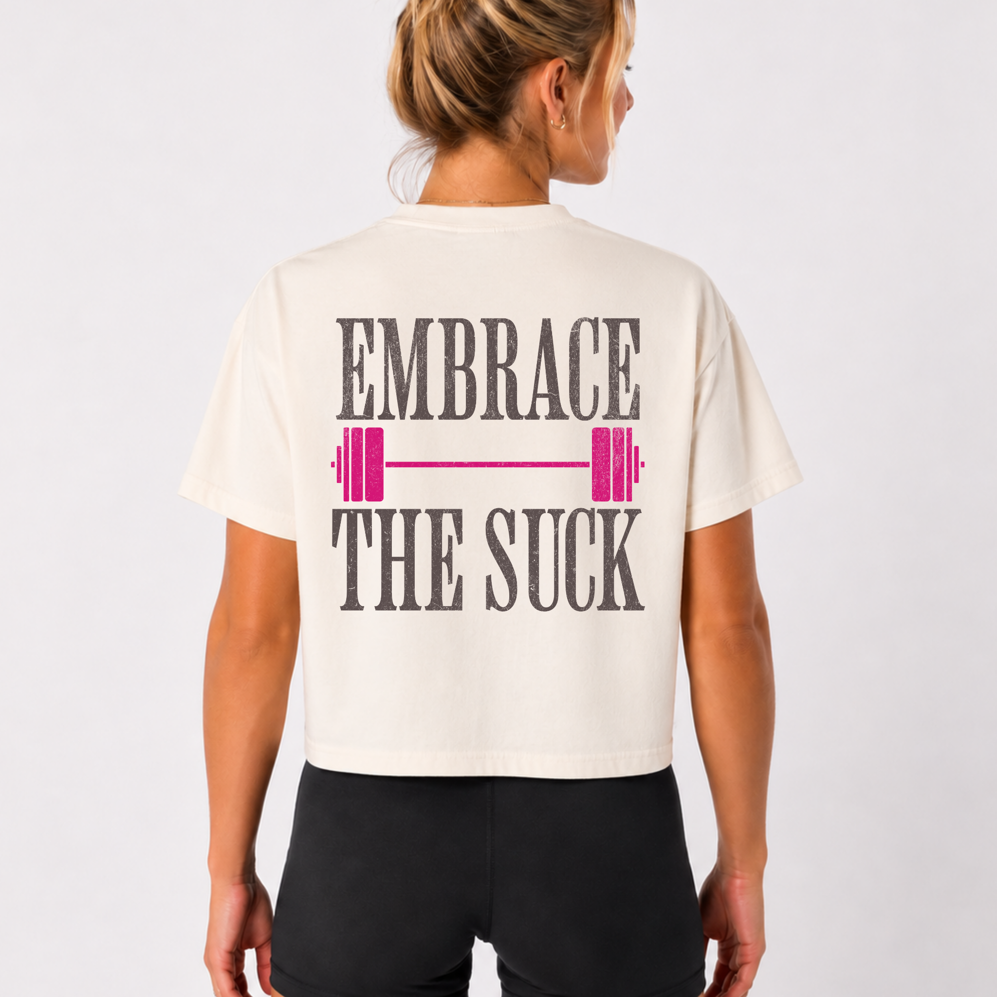 Embrace the Suck Workout Crop Top | Gym Motivation T-shirt